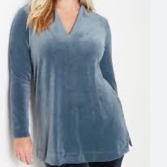 J.Jill Velour‎ V-Neck Tunic Blue MT “NWT “ - Picture 1 of 5
